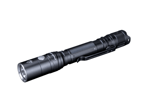 The Fenix LD22 V2.0 is a compact EDC flashlight that features 800 lumens, a textured grip, and a belt clip, all showcased against a sleek black background.