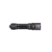 The Weltool M4-365 UV flashlight, featuring a black tactical design with a textured grip and cylindrical body for 365nm wavelength detection, is shown lying horizontally on a white background. It is powered by a rechargeable lithium-ion battery.