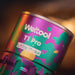 Close-up of a mini EDC flashlight adorned with colorful patterns and the text "Weltool T1Pro V2 Colorful Version" on the side.