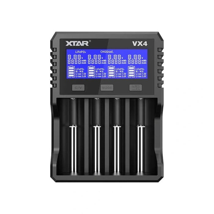 The XTAR VX4 offers a smart charging solution with a user-friendly digital display, allowing you to monitor the charging status of up to four rechargeable batteries. Its stylish black design combines both aesthetics and practicality to meet all your power requirements.