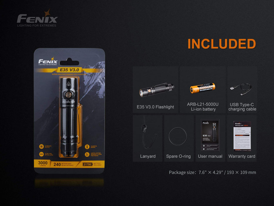 Fenix E35 V3.0 | 3000 Lumen EDC Flashlights — Killzone Flashlights